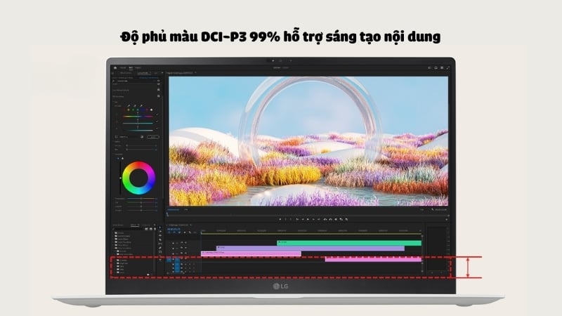 Laptop LG Gram Pro 16Z90U-G.AN55A5 có độ phủ màu DCI-P3 99% sống động