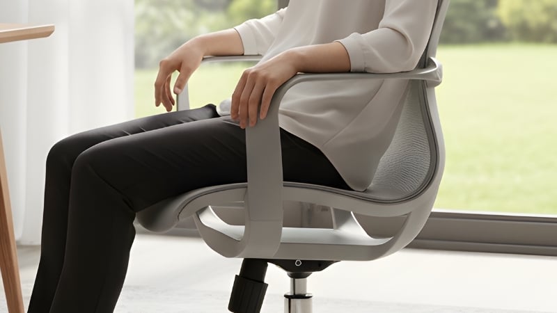 Ghế công thái học Sihoo M77C Xám có tay vịn cố định