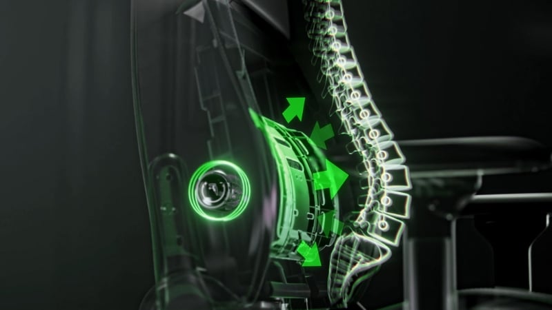 Ghế gaming Razer Iskur V2 Black - Green có hệ thống hỗ trợ cột sống hiện đại