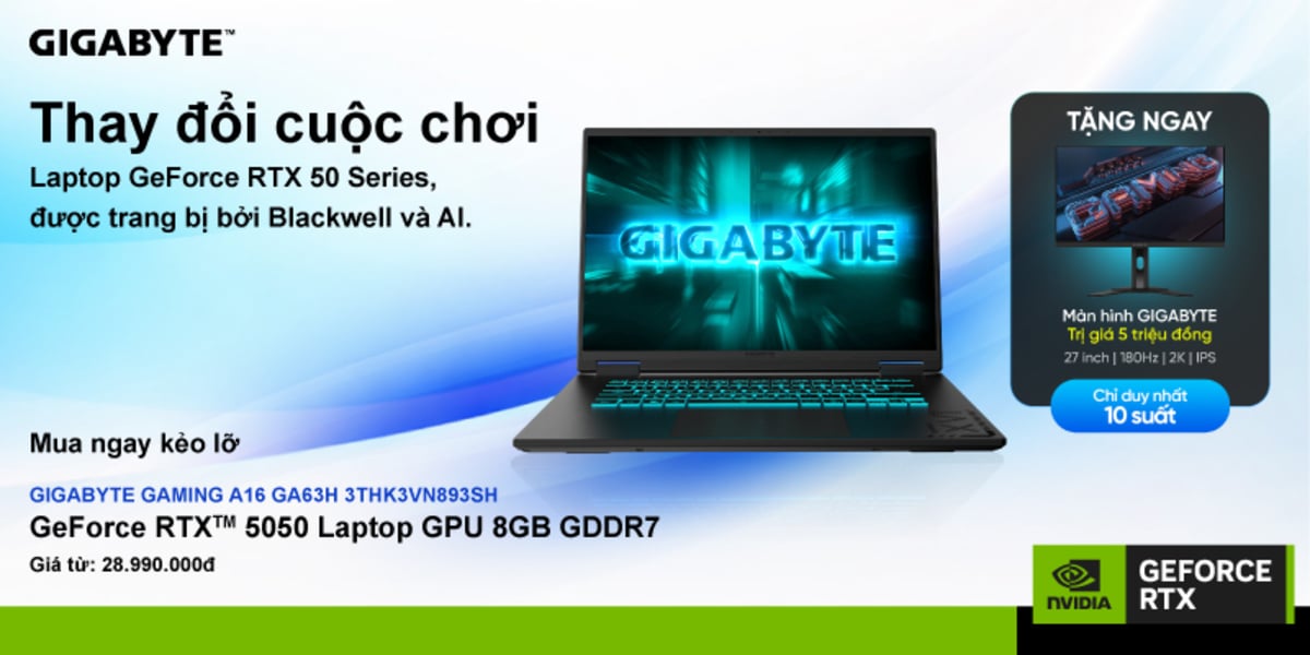 Sắm Laptop Gigabyte - Nhận Màn 2K 180Hz