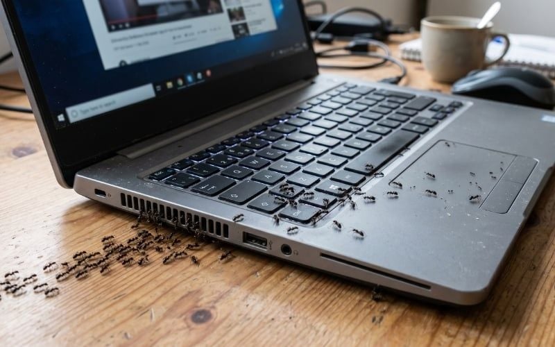 Kiến chui vào laptop làm tăng nguy cơ hư hỏng linh kiện bên trong