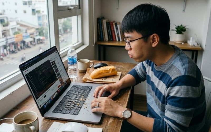 Vụn thức ăn rơi xung quanh bàn phím&nbsp;thu hút kiến chui vào laptop