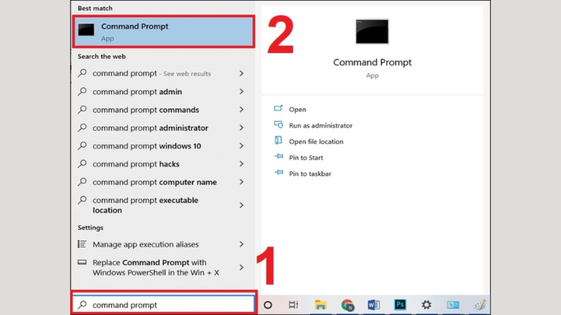 Nhấp vào Command Prompt