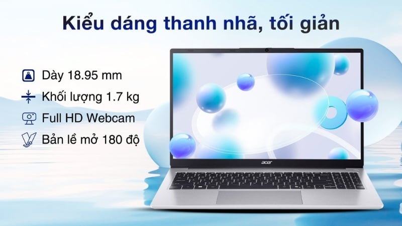 Laptop Acer Aspire Lite 15 AL15-42P-R8E6 có kiểu dáng thanh nhã