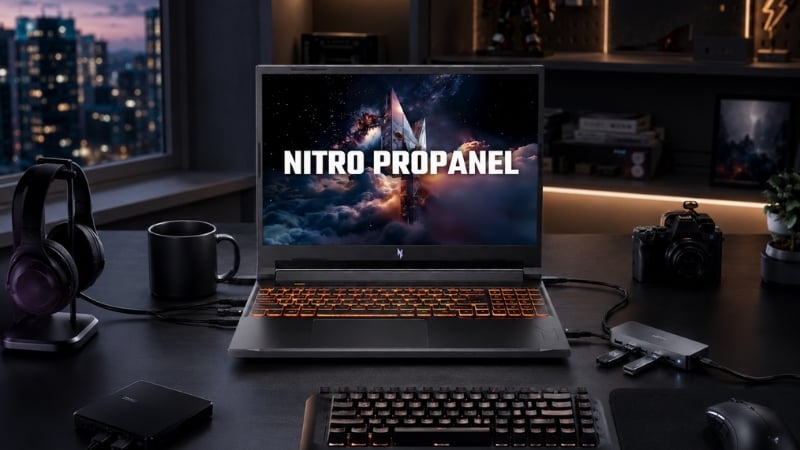 Laptop Acer Nitro ProPanel ANV16 72 782F có hệ thống cổng kết nối đủ