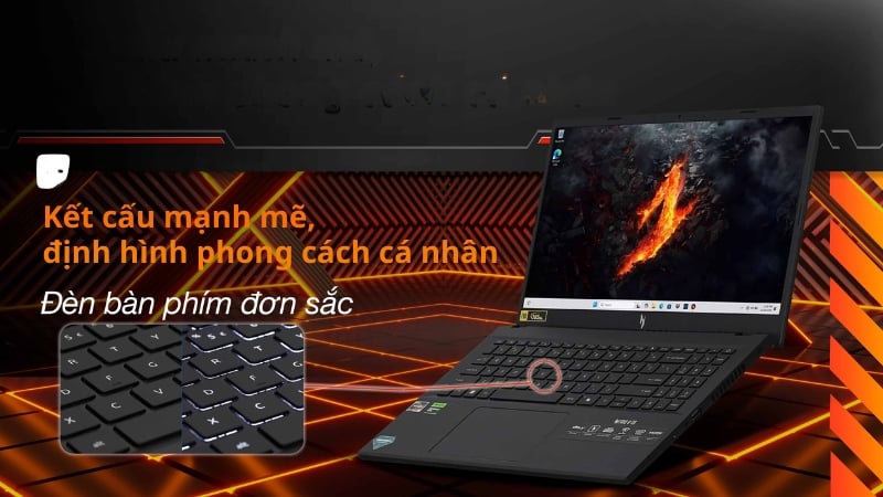 Laptop gaming Acer Nitro V 15 ANV15 41 R2UP có thiết kế Nitro Sense tiện ích