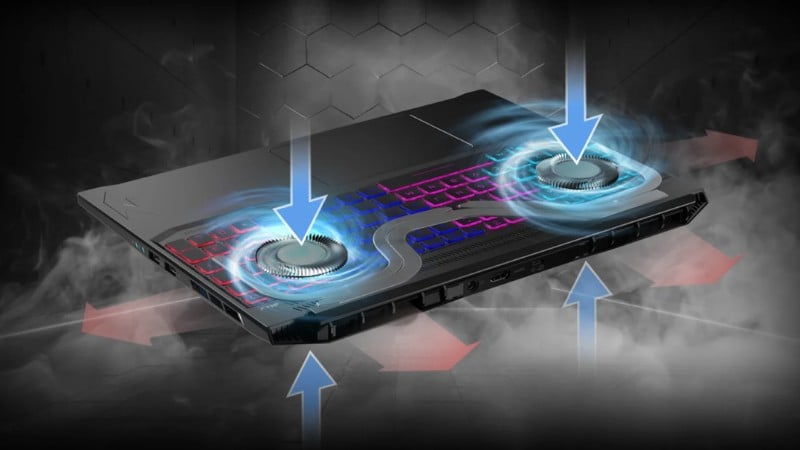 Acer Nitro V 16S được trang bị hệ thống tản nhiệt hai quạt hợp lý