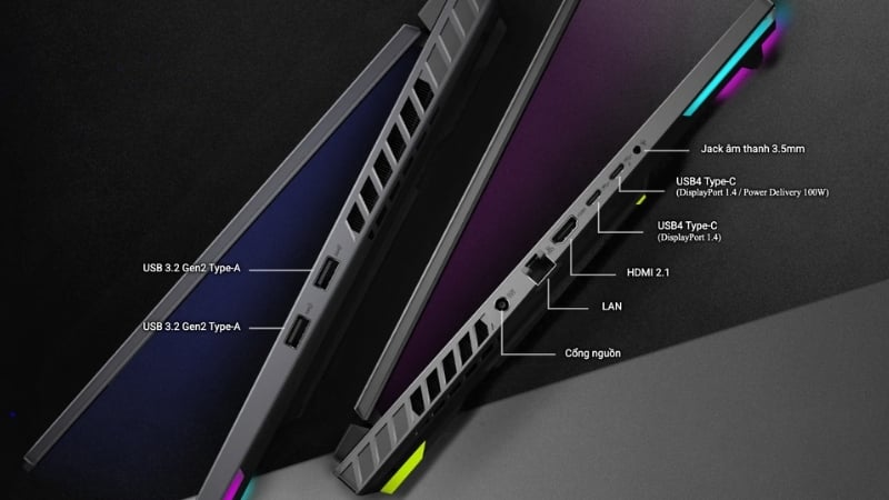 Laptop ASUS ROG Strix G16 G614PM-S5181WS kết nối đa dạng với USB4 và HDMI 2.1