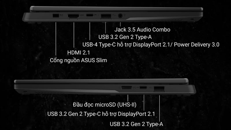 Laptop ASUS TUF Gaming A14 FA401EA-RG034W có hệ thống kết nối đa dạng