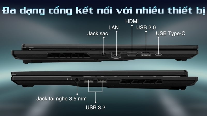 Laptop gaming Gigabyte A16 GA63H 3THK3VN893SH có kết nối tiện lợi