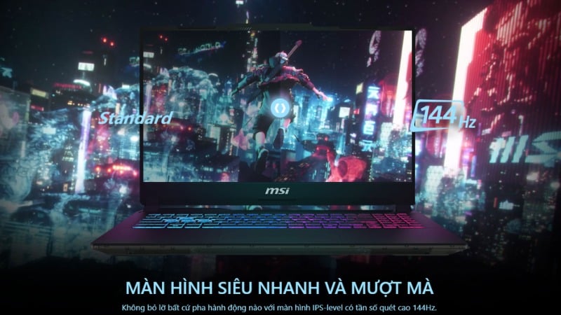 MSI Cyborg 15 AI A1VEK 245VN trang bị màn hình 144Hz mượt mà