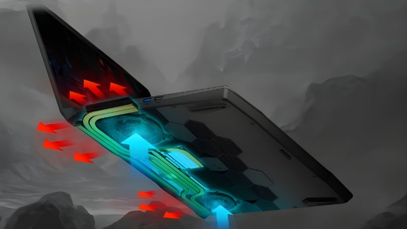 Laptop MSI Katana 15 B13UDXK 2410VN có hệ thống tản nhiệt Cooler Boost