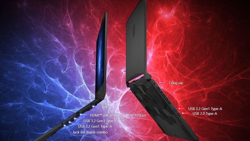 Laptop MSI Katana 15 B13UDXK 2410VN có cổng kết nối đa dạng với nhiều thiết bị