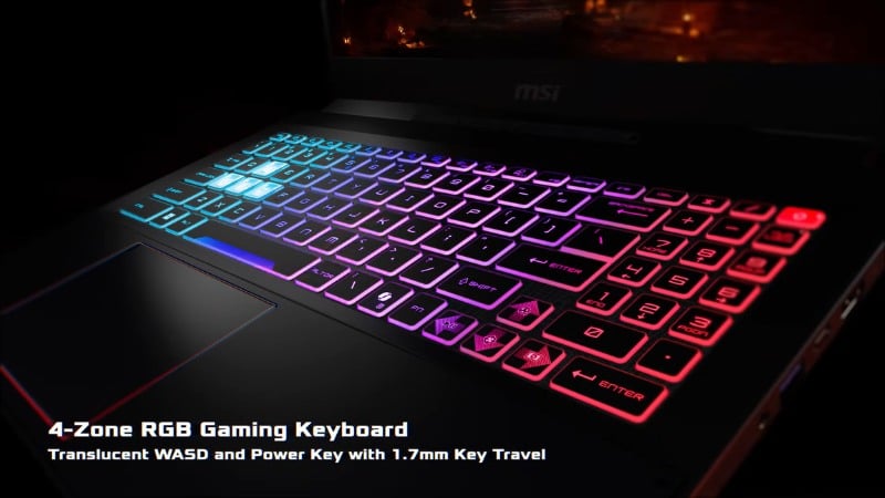 MSI Katana 15 HX B14WGK 022VN có bàn phím nền RGB 4 vùng bắt mắt
