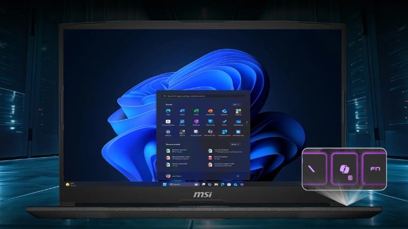 MSI Katana 15 HX B14WGK được bổ sung phím tắt Copilot hỗ trợ AI ngay trên bàn phím