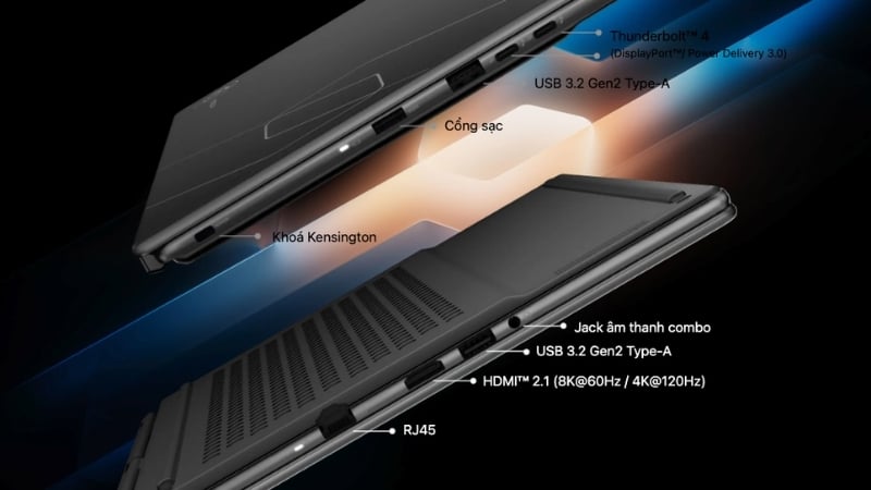 Laptop gaming MSI Stealth 16 AI+ B3WG-008VN kết nối đầy đủ