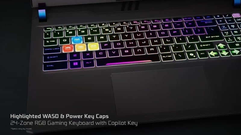 MSI Vector 16 trang bị bàn phím Per-Key RGB SteelSeries