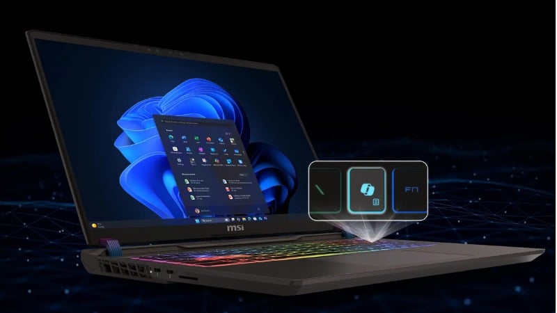 MSI Vector A16 HX được trang bị&nbsp;phím Copilot chuyên dụng