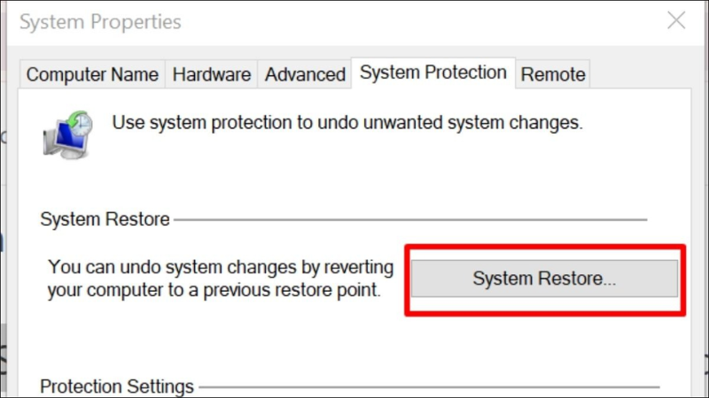 Chọn mục System Restore