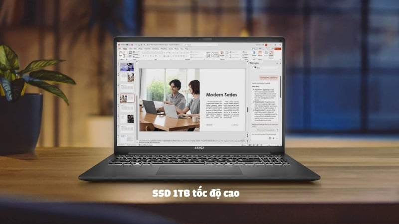 Laptop MSI Modern 16S G3MG-016VN có SSD 1TB tốc độ cao