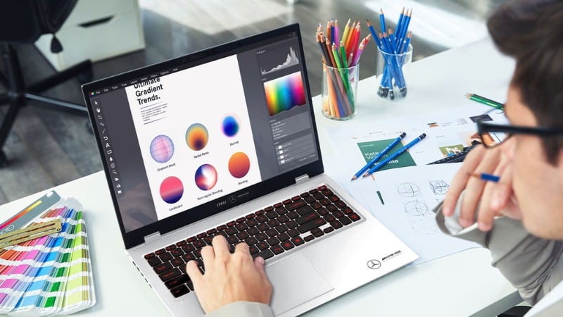 MSI Prestige 16 AI+ Mercedes AMG B2VMG sở hữu tấm nền OLED