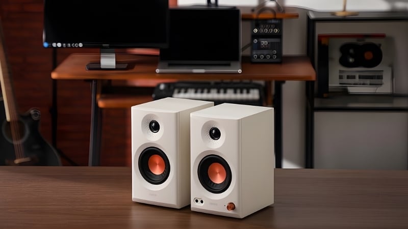 Loa máy tính Edifier MR3 White có thùng loa MDF hạn chế méo tiếng