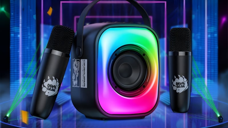 Loa Onikuma Bluetooth L7 RGB kèm Micro Đen có micro karaoke tích hợp