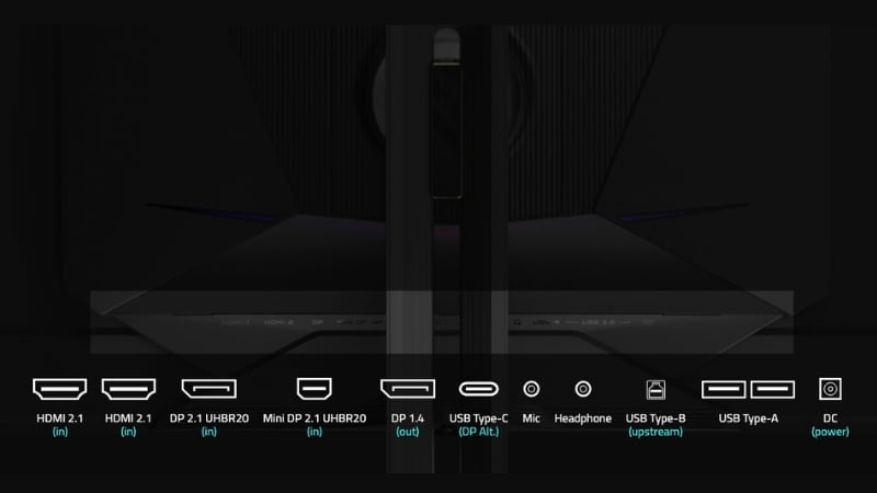 Màn hình AORUS FO32U2P kết nối DisplayPort 2.1 đảm bảo chất lượng hình ảnh