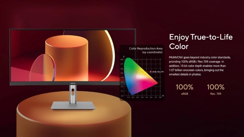 Màn hình ASUS ProArt PA34VCNV cho màu sắc hiển thị chuẩn nét