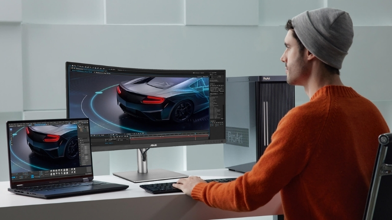 Màn hình ASUS ProArt PA34VCNV dễ dàng kết nối chỉ với cáp USB-C