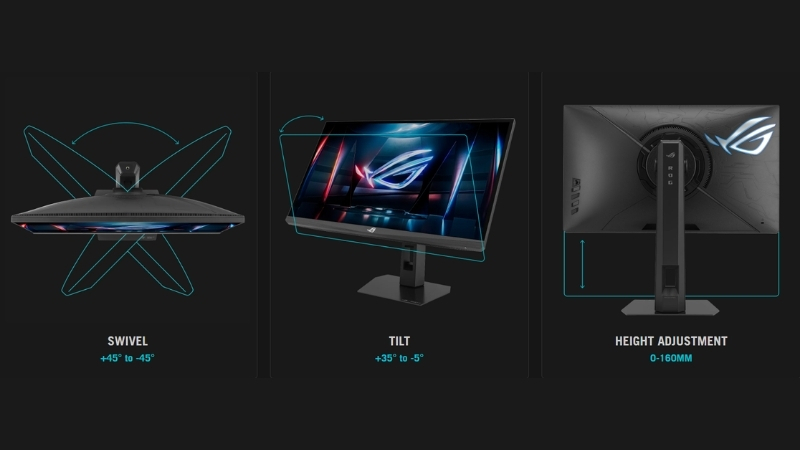 Màn hình Asus ROG Strix XG248QSG có thiết kế chân đế linh hoạt