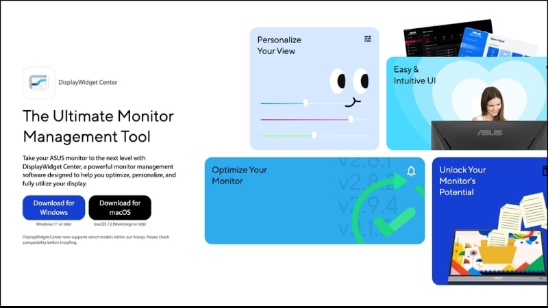Màn hình Asus ROG Swift PG32UCDM3 có phần mềm DisplayWidget Center