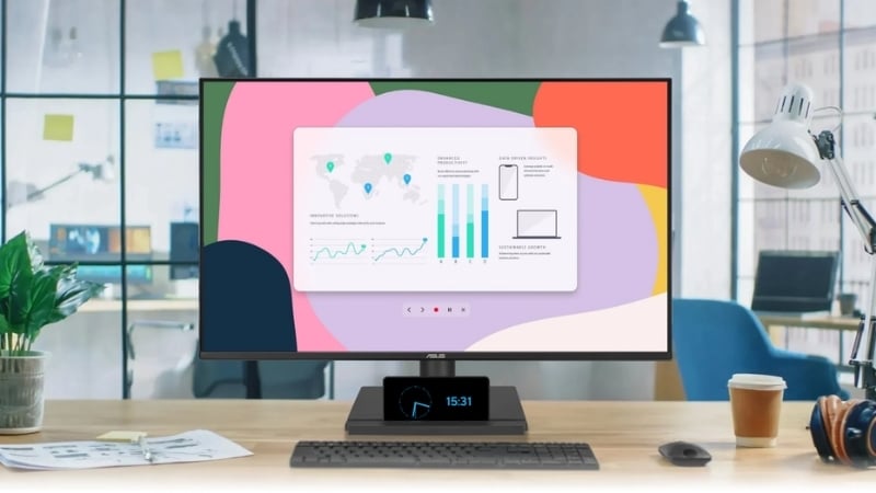 Màn hình ASUS VA27AQ có thiết kế hiện đại&nbsp;cho không gian làm việc