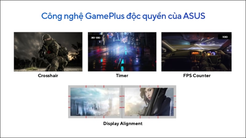 Màn hình ASUS VZ249HG có công nghệ GamePlus độc quyền của ASUS