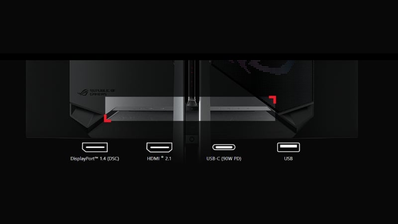 Màn hình cong Asus ROG Swift PG39WCDM có hệ thống cổng I/O phong phú