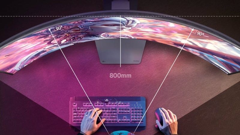 Màn hình cong LG 45GX950A-B cho trải nghiệm đắm chìm với tấm nền OLED cong 800R
