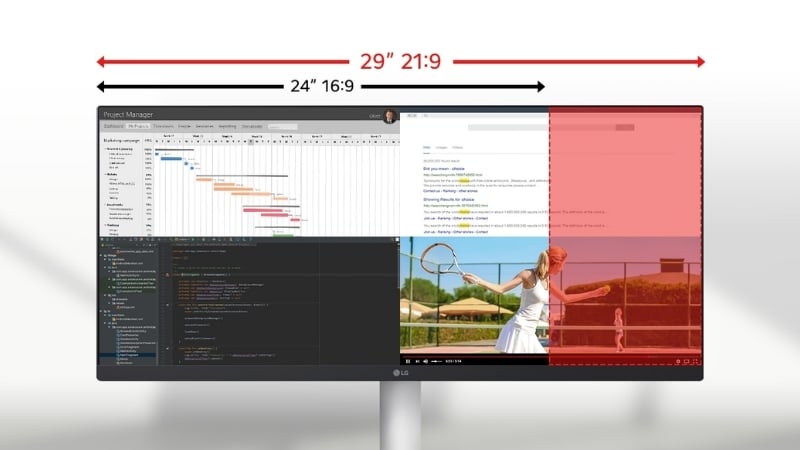 Màn hình LG 29U531A-W đi kèm tỷ lệ 21:9