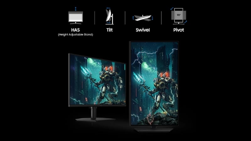 Màn hình Samsung Odyssey G5 LS27FG502EEXXV trang bị thiết kế công thái học điều chỉnh linh hoạt