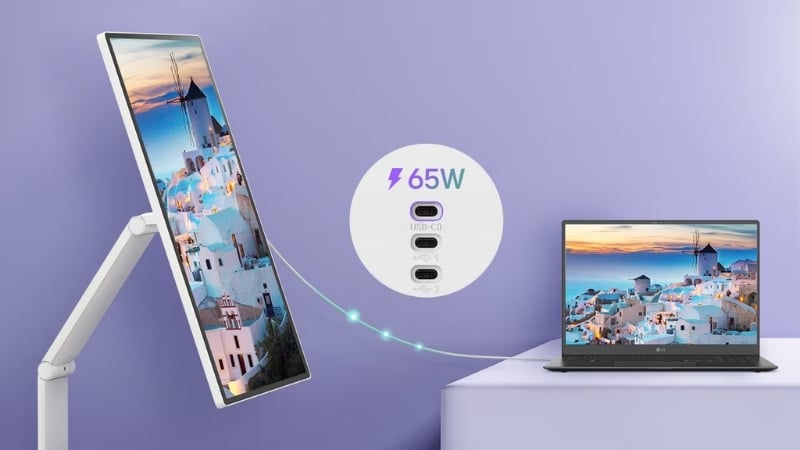 Màn hình LG Swing 32U889SA-W có cổng kết nối USB-C đa năng