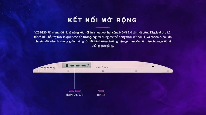 Màn hình ViewSonic VX24G30-PK kết nối đầy đủ cho nhiều thiết bị
