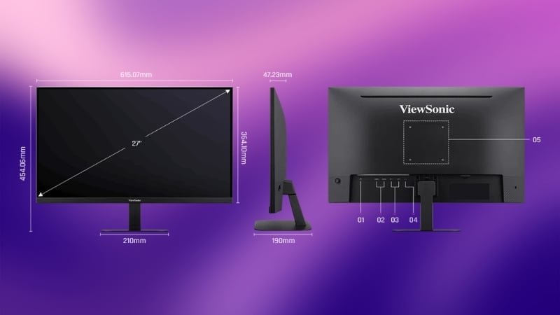 Màn hình ViewSonic VX2757-2K-PRO-4 có thiết kế gọn nhẹ