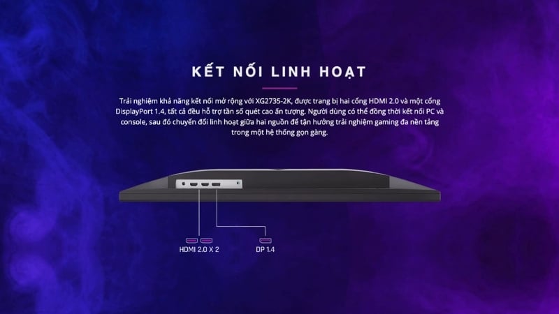 Màn hình ViewSonic XG2735-2K có kết nối hiện đại với HDMI 2.1