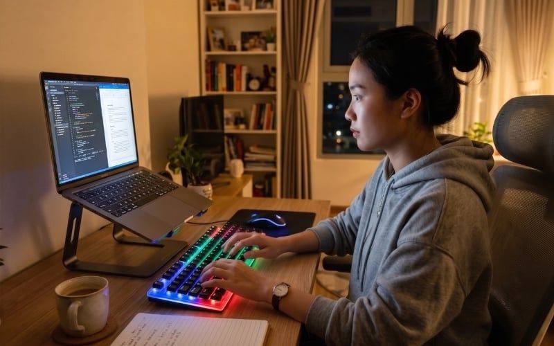 Ưu tiên chọn&nbsp;bàn phím gõ êm, dễ làm quen với sinh viên và người làm văn phòng