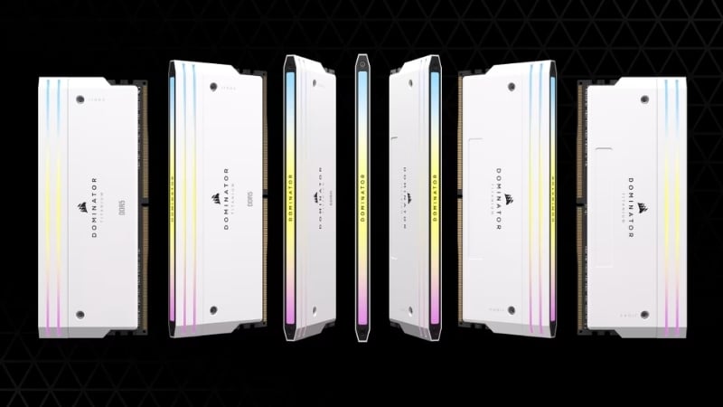 RAM Corsair Dominator Titanium White 64GB RGB 6000 DDR5 có thiết kế trắng Titanium