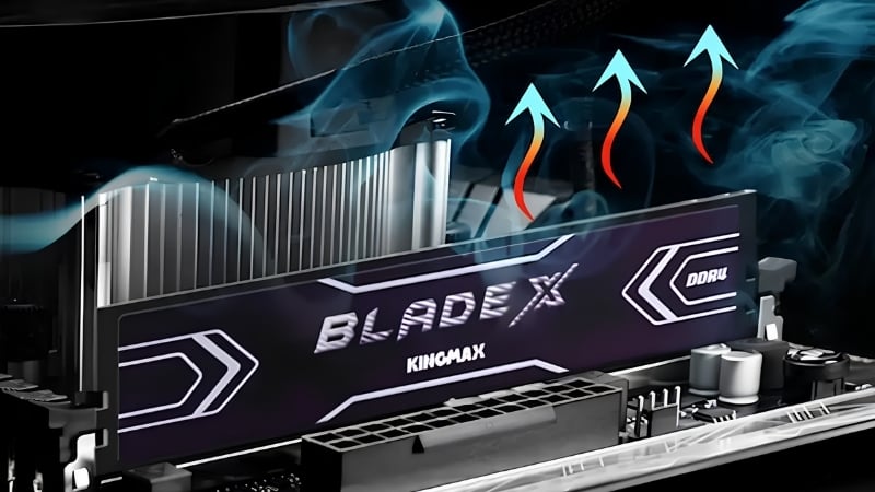 Ram Kingmax Blade X 1x8GB DDR4 Bus 3200Mhz có thiết kế tản nhiệt nhôm cứng cáp