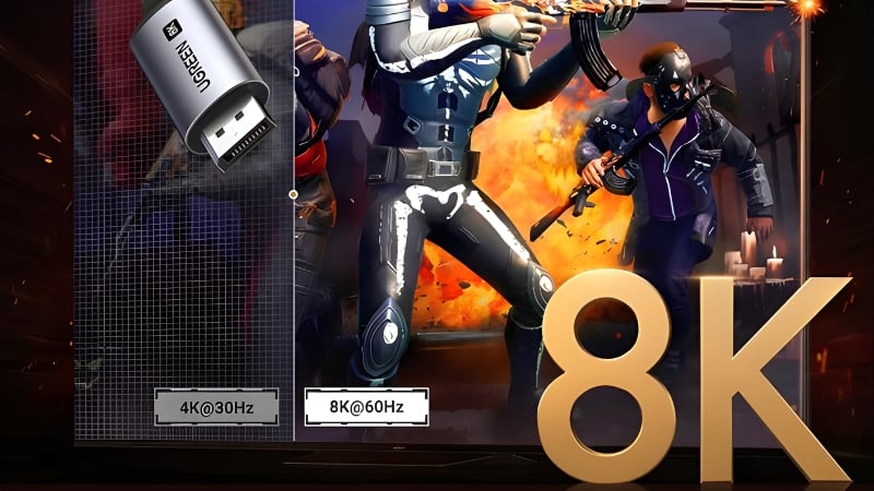 Cáp Ugreen USB Type-C to Displayport 1.4 hỗ trợ độ phân giải tới 8K