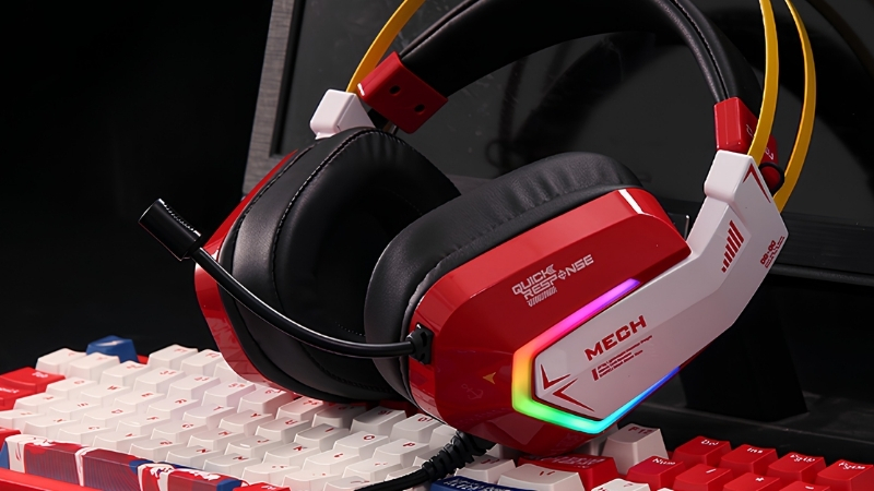 Tai nghe DareU EH732 RGB Red có thời lượng dùng ổn định nhờ kết nối USB