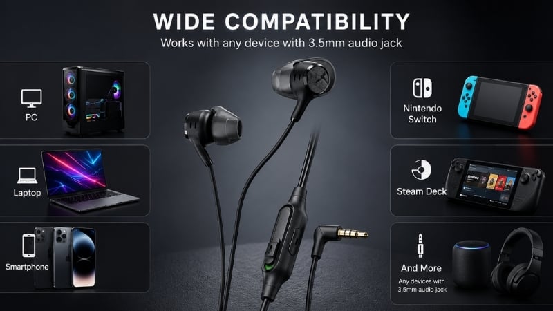 Tai nghe HP HYPERX Cloud Earbuds III Black tương thích đa nền tảng