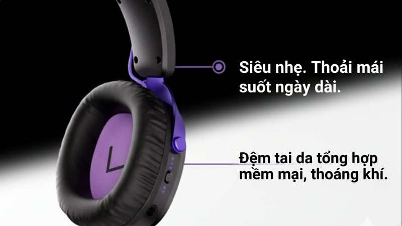 Tai nghe không dây AKKO GH300 Black được trang bị đệm tai êm ái