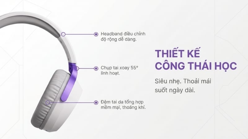 Tai nghe không dây AKKO GH300 White có đệm tai mềm mại